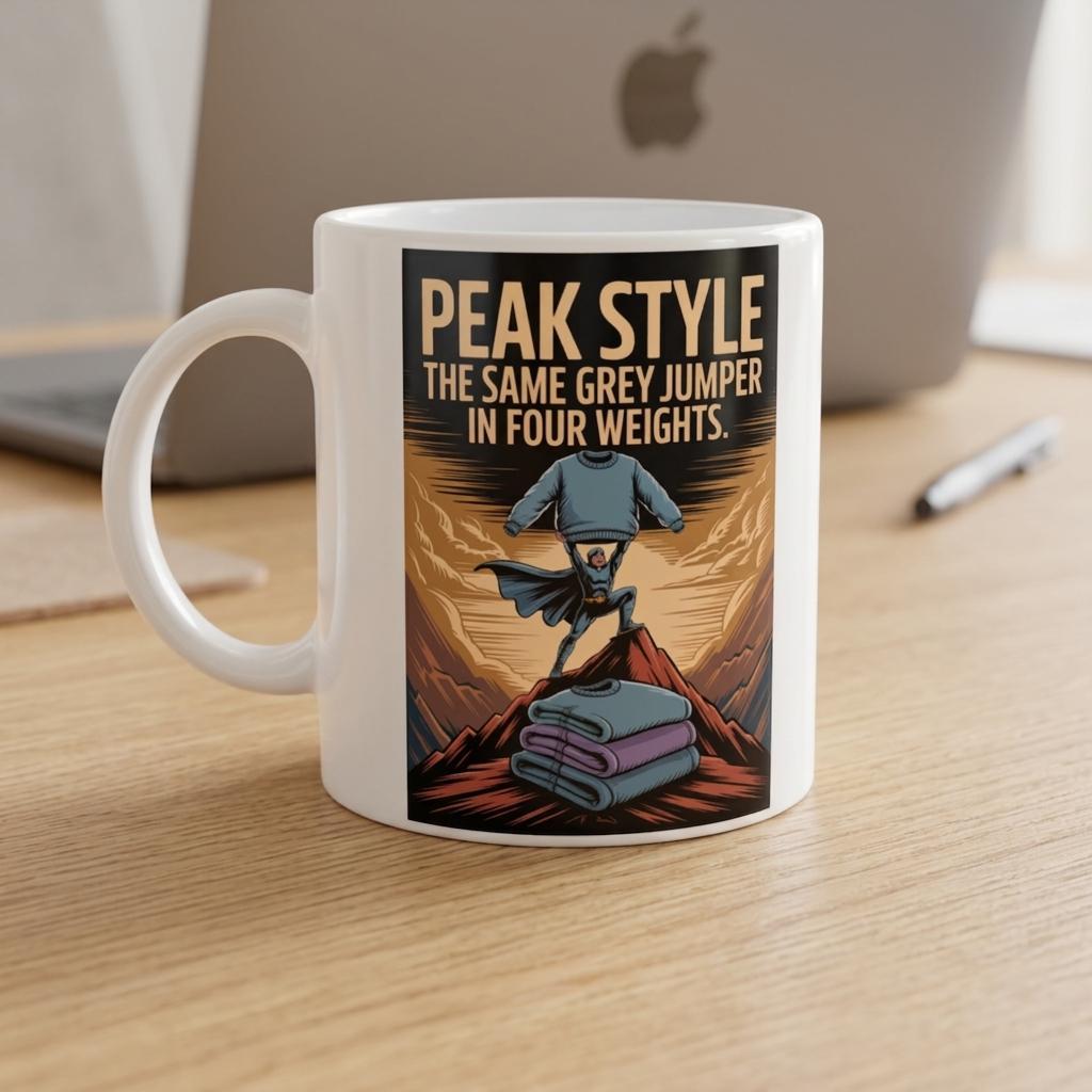Peak Style. The Same Grey Jumper in Four Weights.